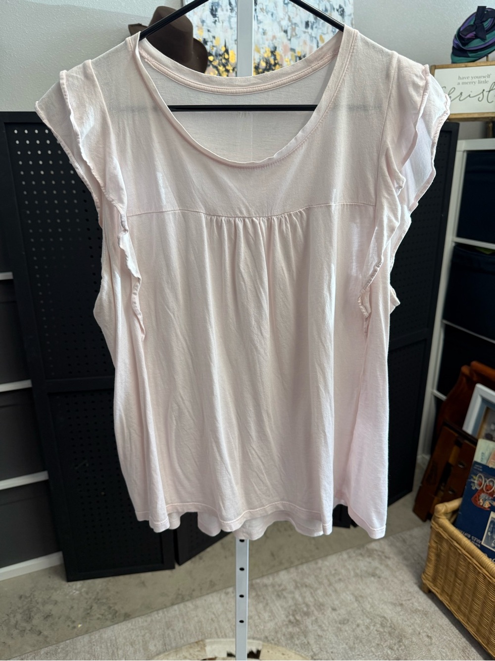 GAP Soft Blush Ruffle Sleeve Top